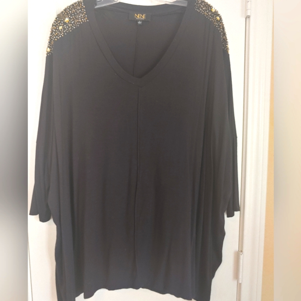Black Knit Tunic with sequin shoulders